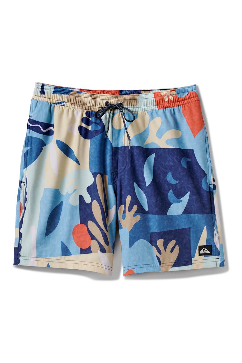 Surfsilk Mix Swim Trunks, Main, color, BLUE CREAM MULTI