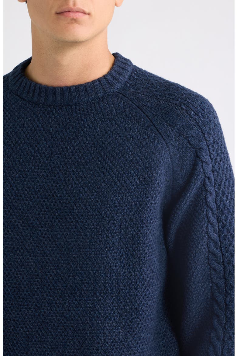 Waffle Knit Crewneck Sweater, Alternate, color, NAVY