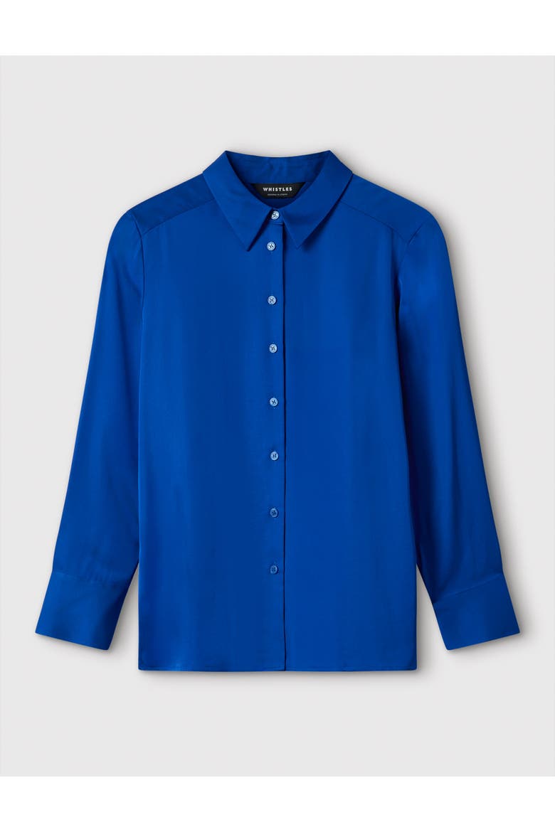 Satin Collared Shirt, Alternate, color, Blue