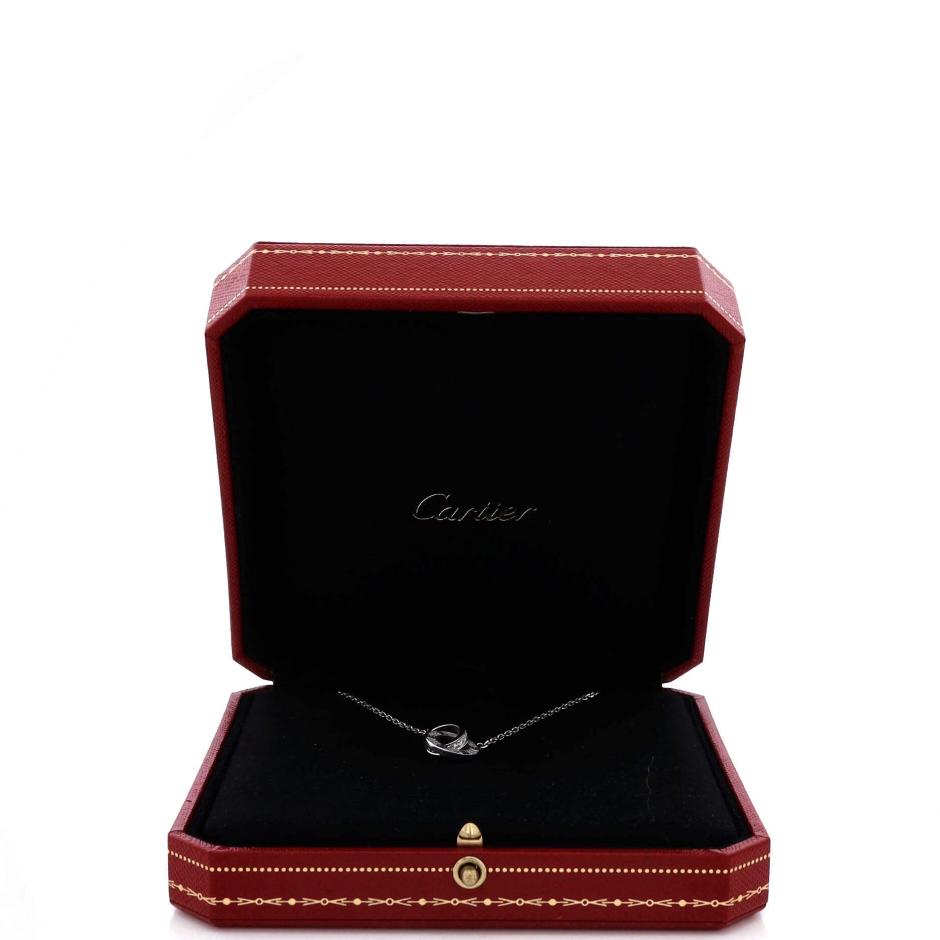 Love Interlocking Pave Necklace 18K White Gold and Diamonds, Alternate, color, Metallic Gold
