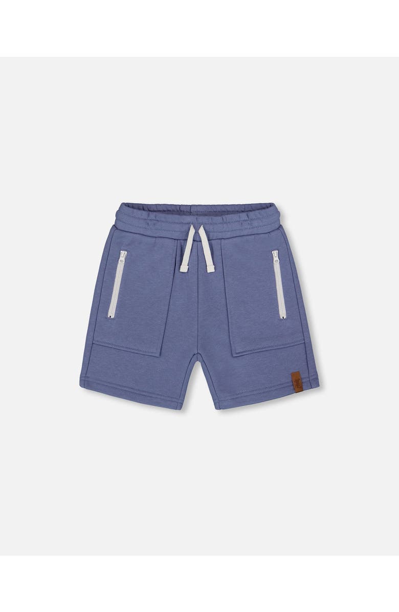 Deux par Deux Little Boy's French Terry Zip Pocket Shorts Pale Mauve Blue, Main, color, 