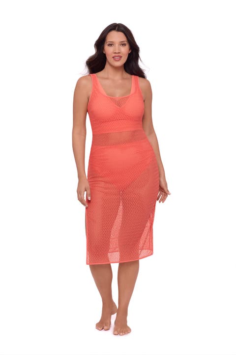 Front Slit Crochet Coverup Dress