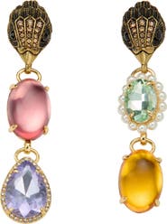 Kurt Geiger London Candy Mismatched Crystal & Cabochon Linear Drop Earrings