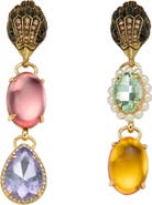 Kurt Geiger London Candy Mismatched Crystal & Cabochon Linear Drop Earrings