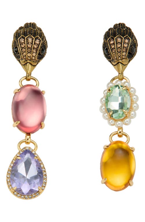 Kurt Geiger London Candy Mismatched Crystal & Cabochon Linear Drop Earrings In Gold