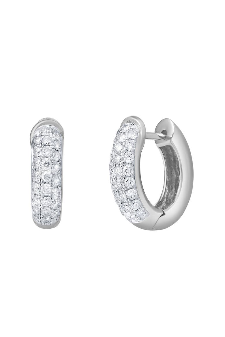 Embrace 10K Gold Diamond Huggie Earrings - 0.85 CT, Alternate, color, 10K White Gold