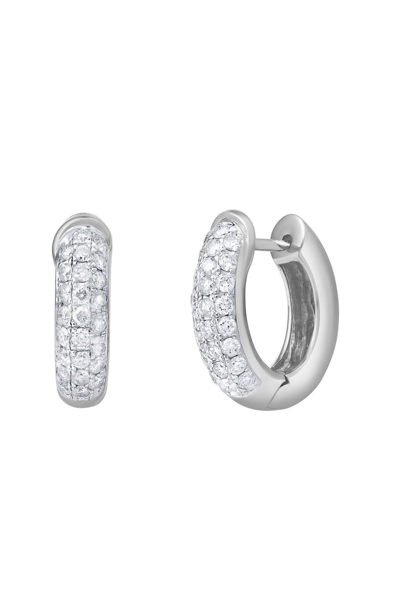 LuvMyJewelry Embrace 10K Gold Diamond Huggie Earrings - 0.85 CT, Alternate, color, 10K White Gold
