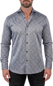 Maceoo Pintuck Textured Cotton Button Up Shirt
