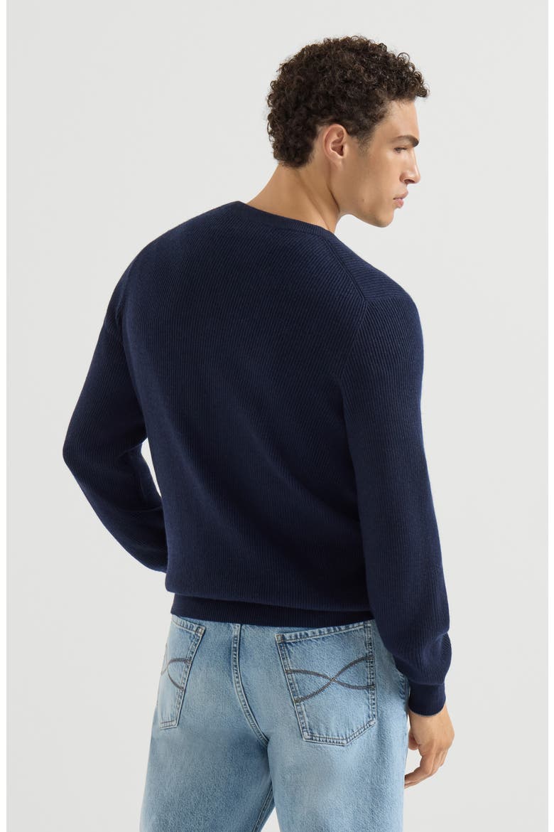 Cashmere English rib sweater, Alternate, color, Navy Blue