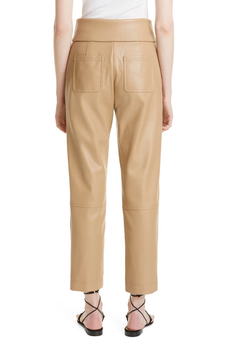 Jonathan Simkhai Tessa Tie Waist Faux Leather Crop Pants, Alternate, color, CAMEL
