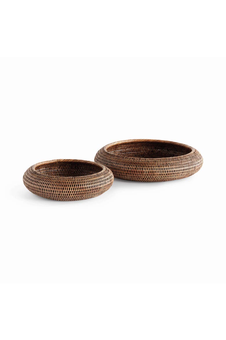 Burma Rattan Shallow Display Bowls Set Of 2, Main, color, Brown