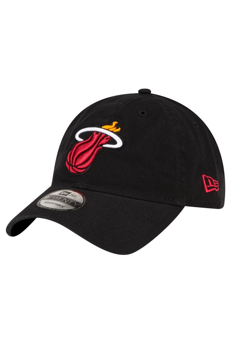 Men's New Era Black Miami Heat Team 2.0 9TWENTY Adjustable Hat, Main, color, Black