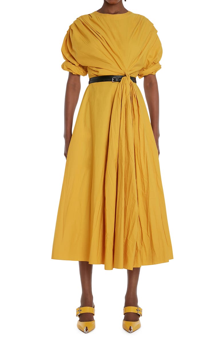 McQueen Knot Cotton Poplin Midi Dress, Main, color, 