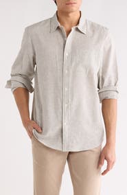 14th & Union Linen & Cotton Stripe Long Sleeve Shirt