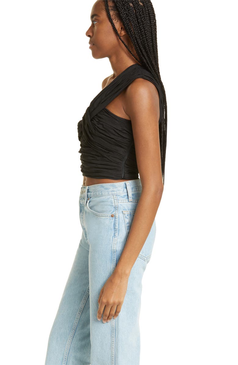 A.L.C. Apollo One-Shoulder Linen Blend Crop Top, Alternate, color,