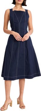 Maggy London Sleeveless Stretch Cotton A-Line Midi Dress