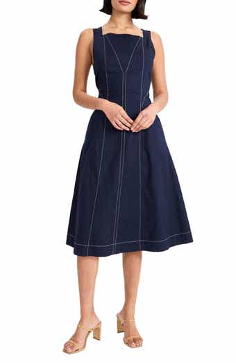 Maggy London Sleeveless Stretch Cotton A-Line Midi Dress