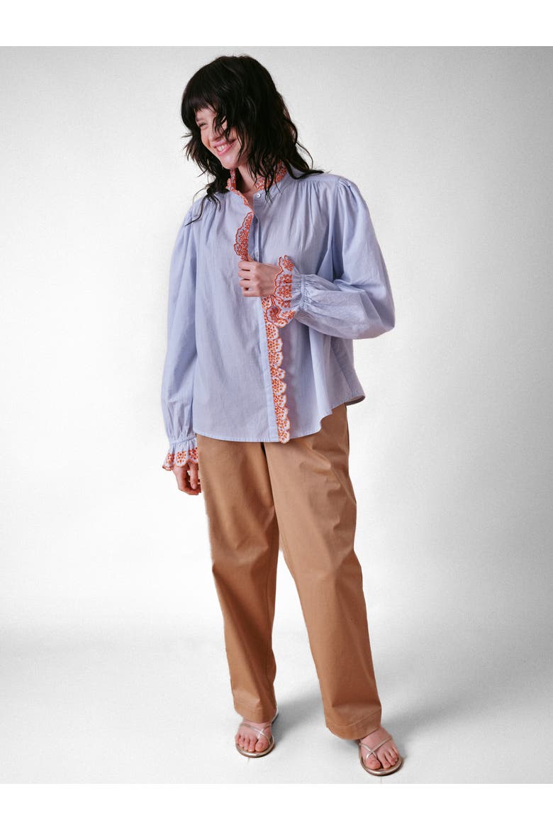 Jewel Trim Blouse, Alternate, color, Skyway Blue