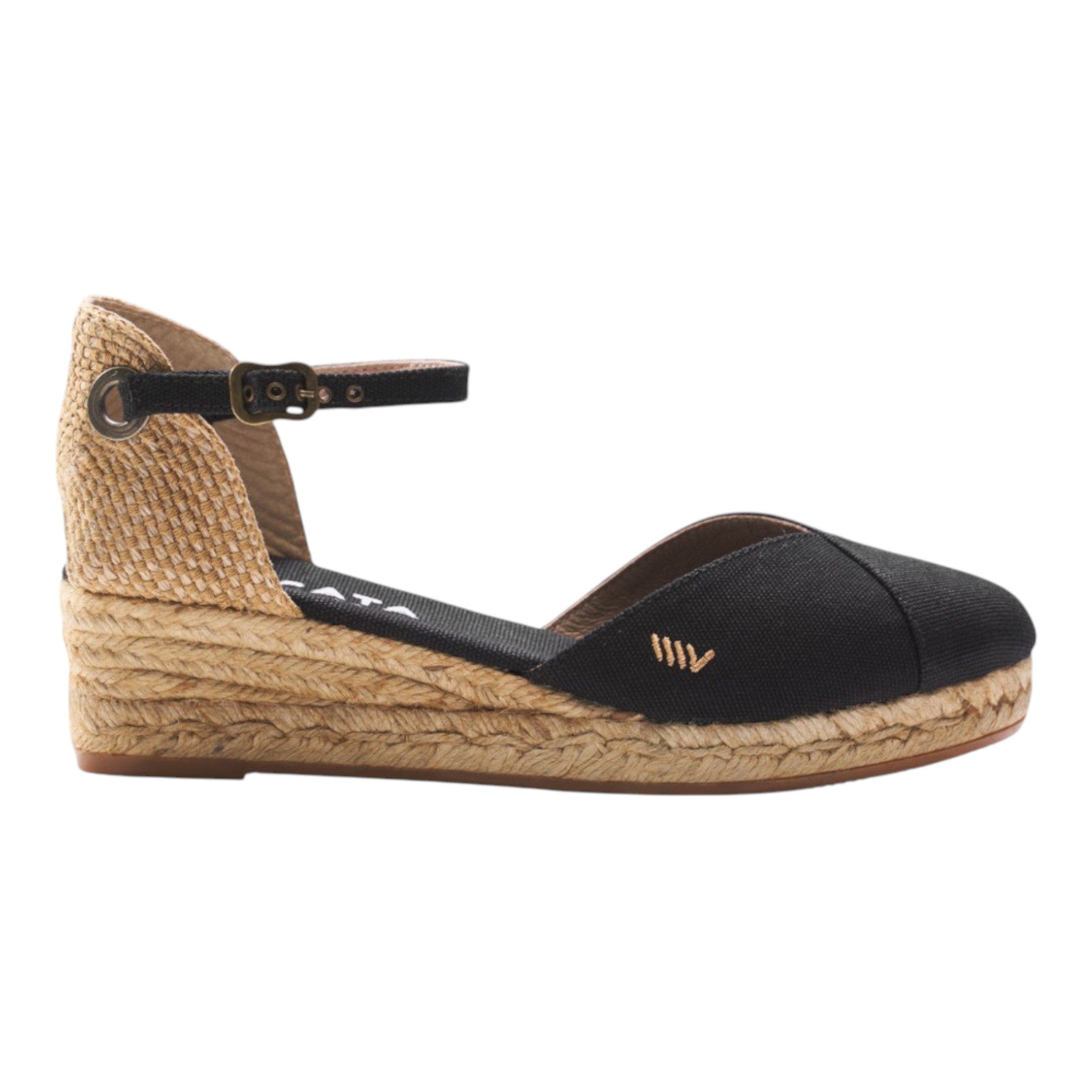 VISCATA Pubol Canvas Espadrille Wedges, Main, color, Black