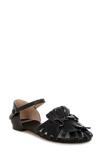 Rag & Co Women's Ramita Horsebit Fringe Flat Sandals In Black In Black