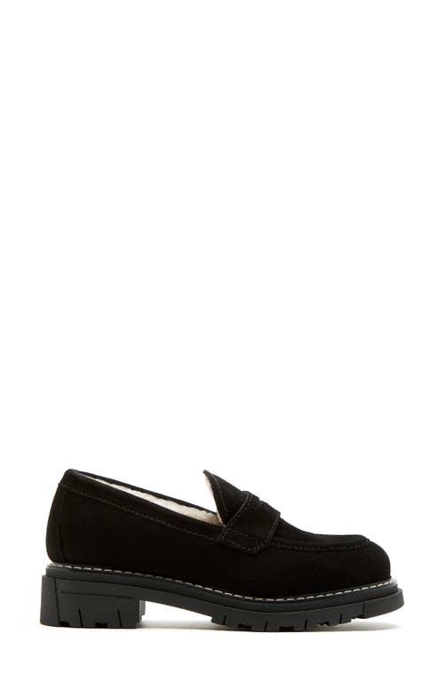 La Canadienne Donny Suede Platform Penny Loafers In Black