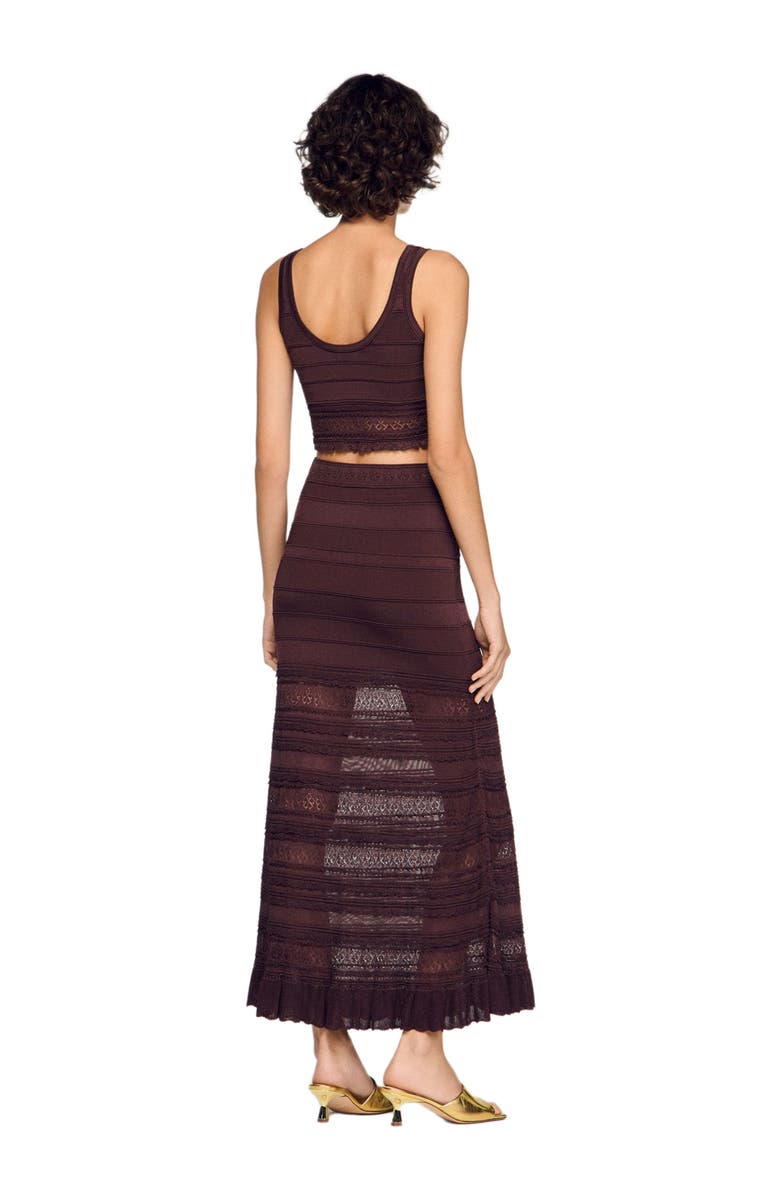 SANDRO Pointelle knit maxi skirt, Alternate, color, Brown