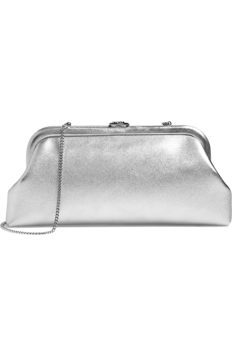 Jimmy Choo Skylar Metallic Leather Clutch, Main, color,
