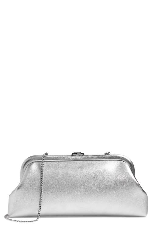 Jimmy Choo Skylar Frame Metallic Leather Clutch Bag