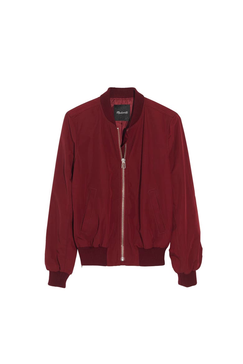 Side Zip Bomber Jacket, Alternate, color, DUSTY BURGUNDY