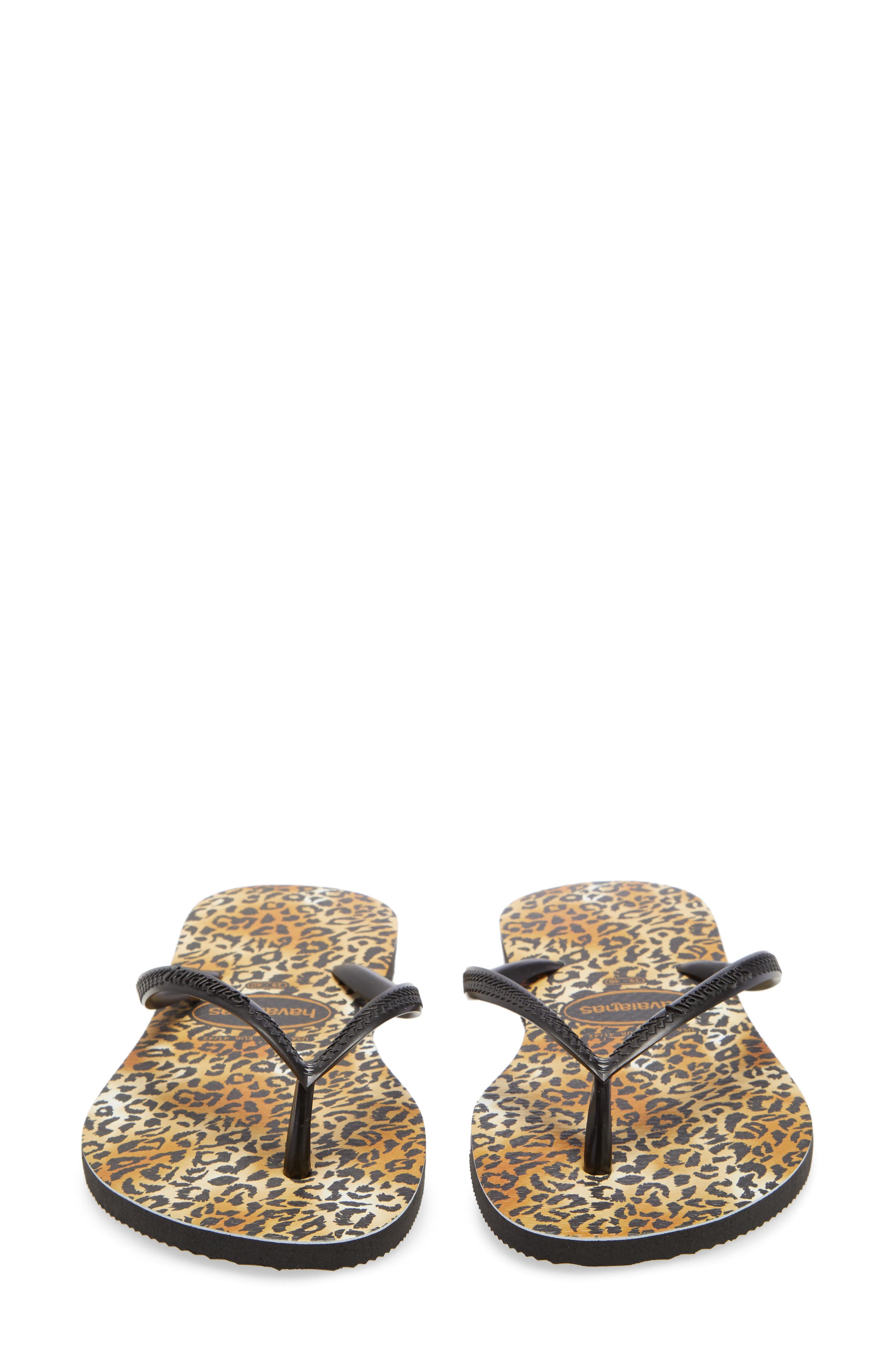 Slim Leopard Flip Flop, Alternate, color, BLACK/ BLACK