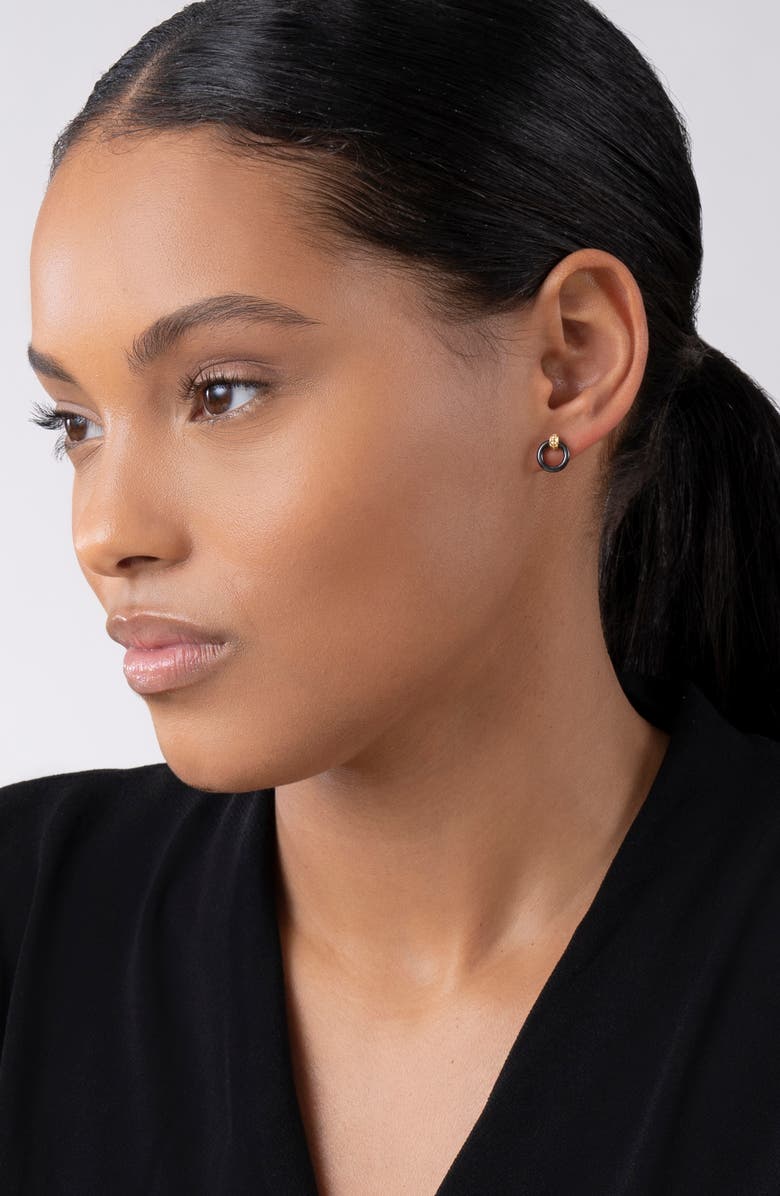 LAGOS Meridian 18K Gold Black Ceramic Circle Stud Earrings, Alternate, color,