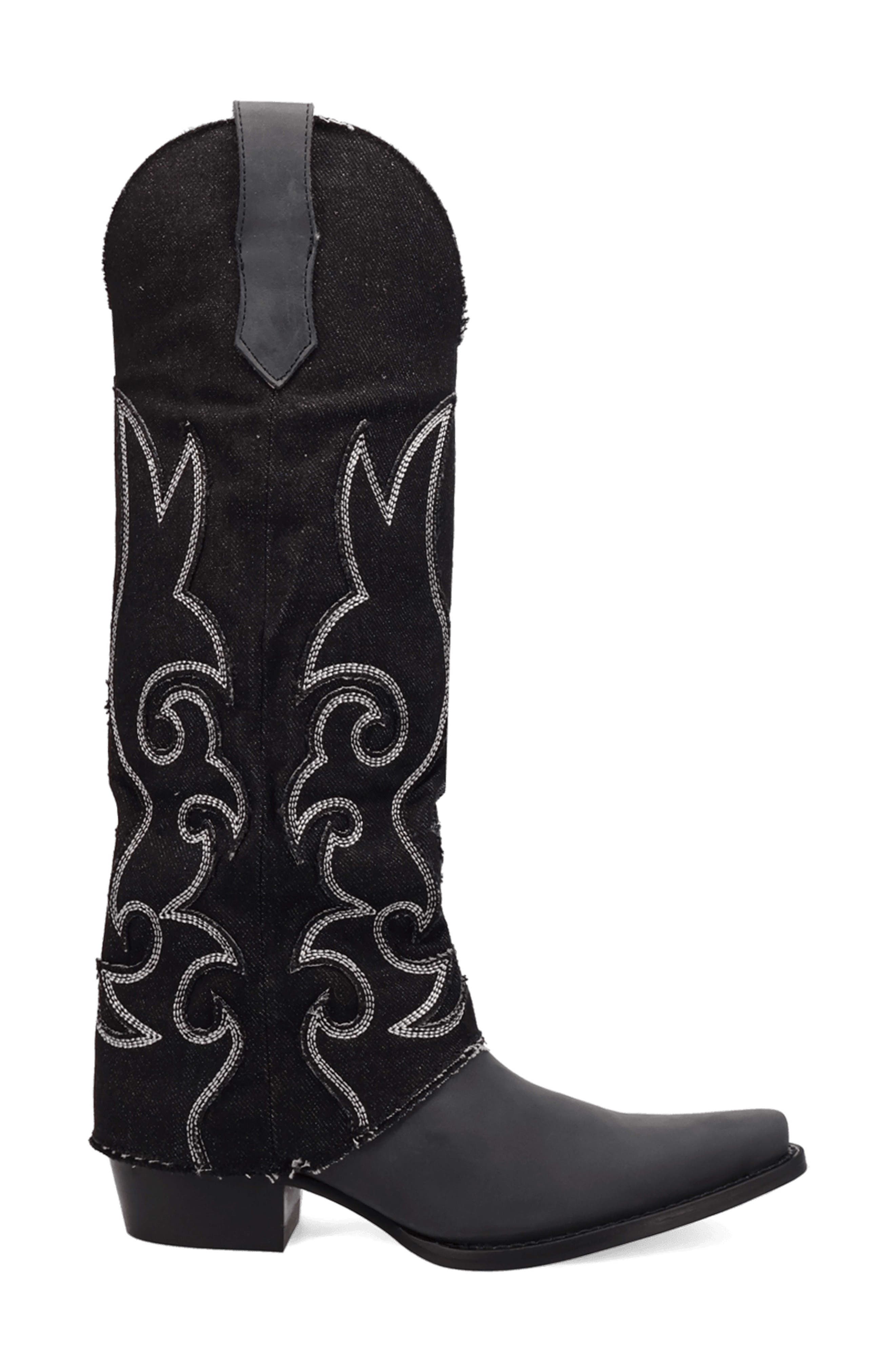 Knee High Western Boot, Alternate, color, BLACK/ BLACK