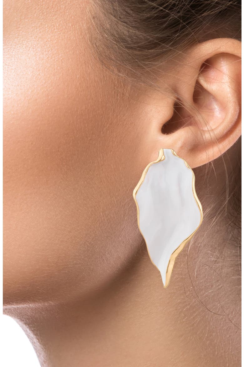 Irregular Iridescent Statement Earrings (Nordstrom Exclusive), Alternate, color, WHITE/ GOLD