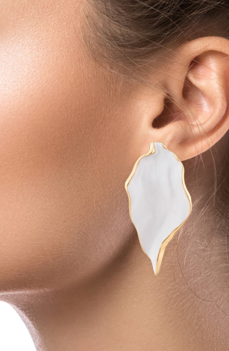 JARDIN Irregular Iridescent Statement Earrings, Alternate, color, White/ Gold