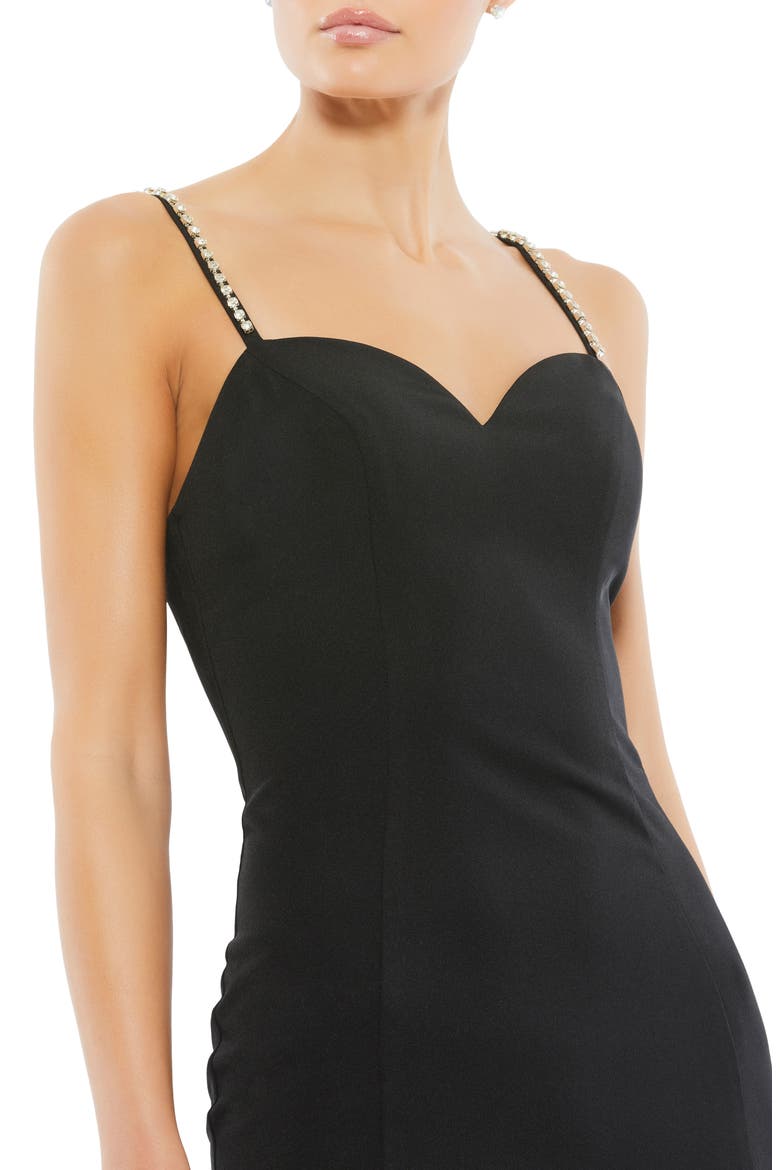 Crystal Embellished Strap Gown, Alternate, color, BLACK
