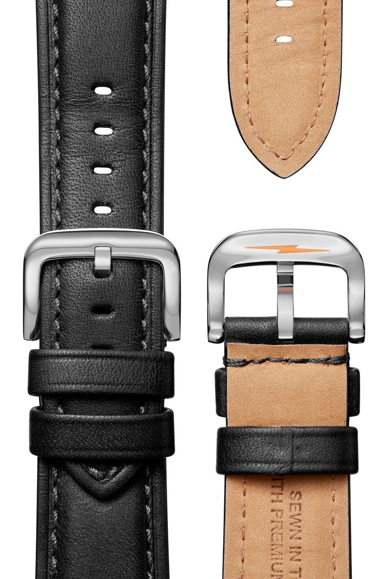 Runwell Sub Second Leather Strap Watch, 47mm, Alternate, color, COOL GRAY