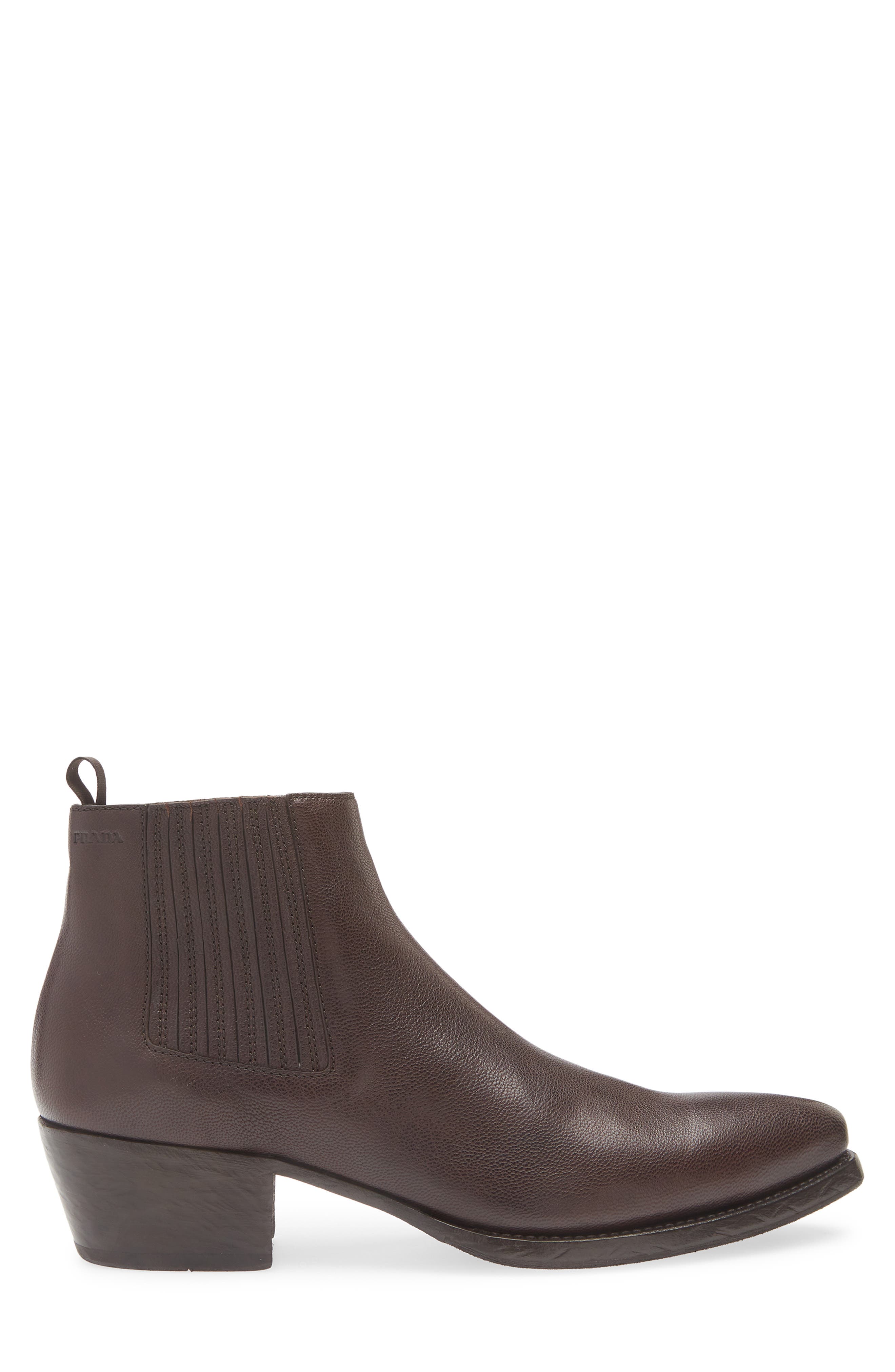 Prada Western Chelsea Boot, Alternate, color, Moro