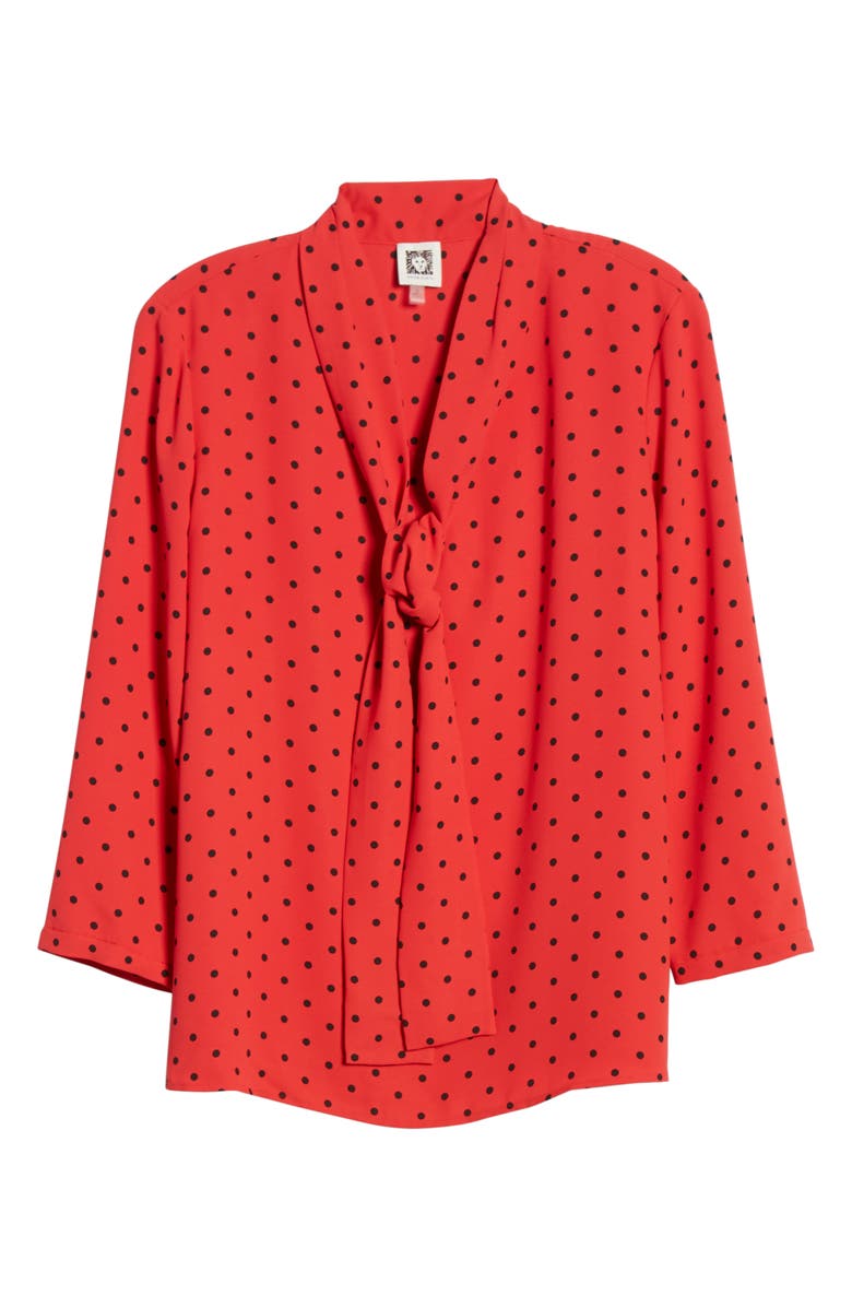 Anne Klein Tie Neck Dot Blouse, Alternate, color, 