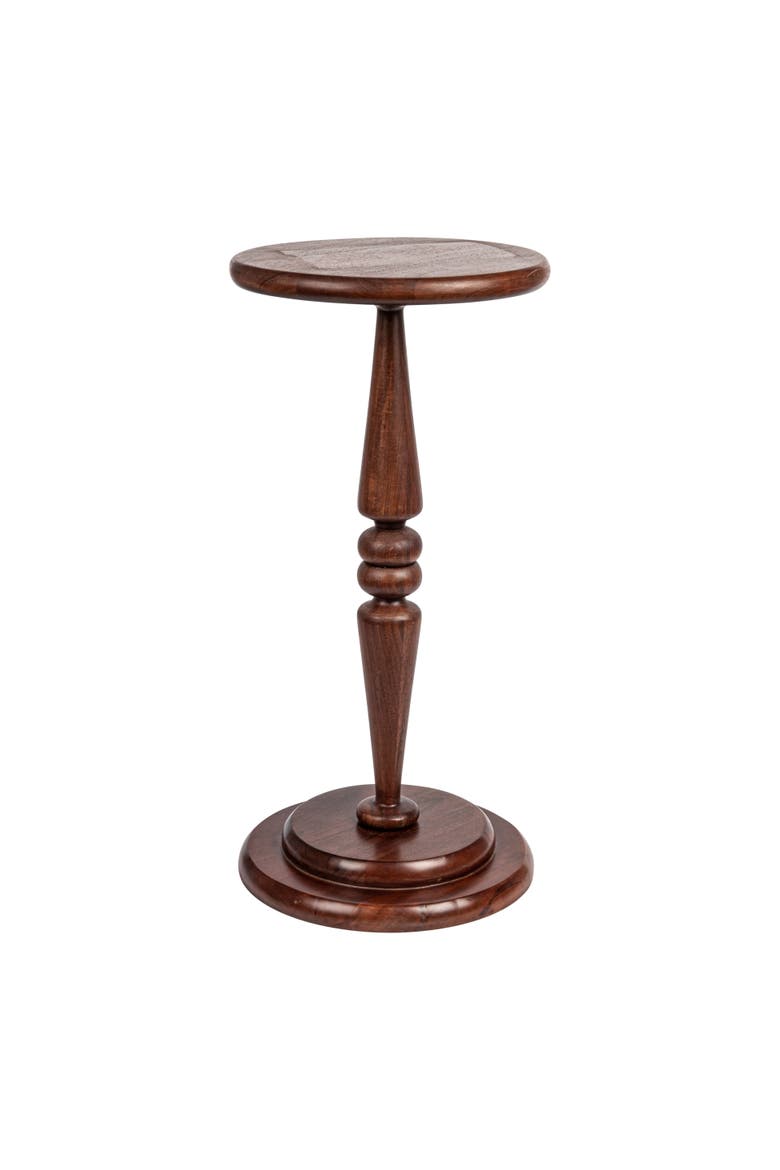 Bishop Pedestal Cocktail Side Table, Black, Main, color, Brown