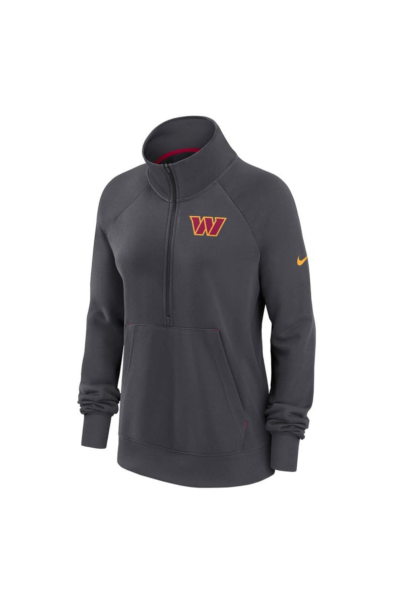 Nike Women's Nike Charcoal Washington Commanders Premium Raglan Performance Half-Zip Sweatshirt, Alternate, color, Charcoal