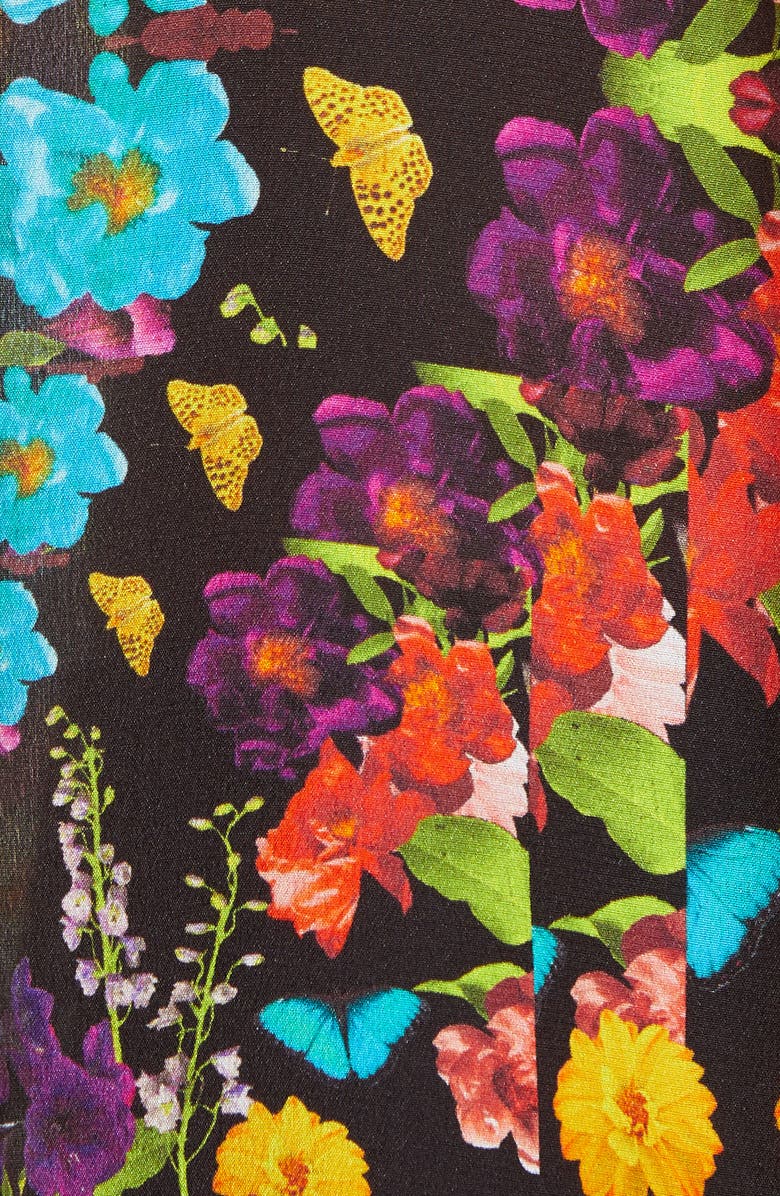 Alice + Olivia Willa Floral Pleated Placket Silk Blouse, Alternate, color,