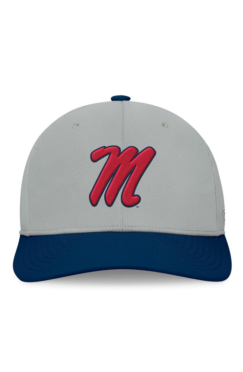 TOP OF THE WORLD Men's Top of the World Gray/Navy Ole Miss Rebels Mick Flex Hat, Alternate, color,