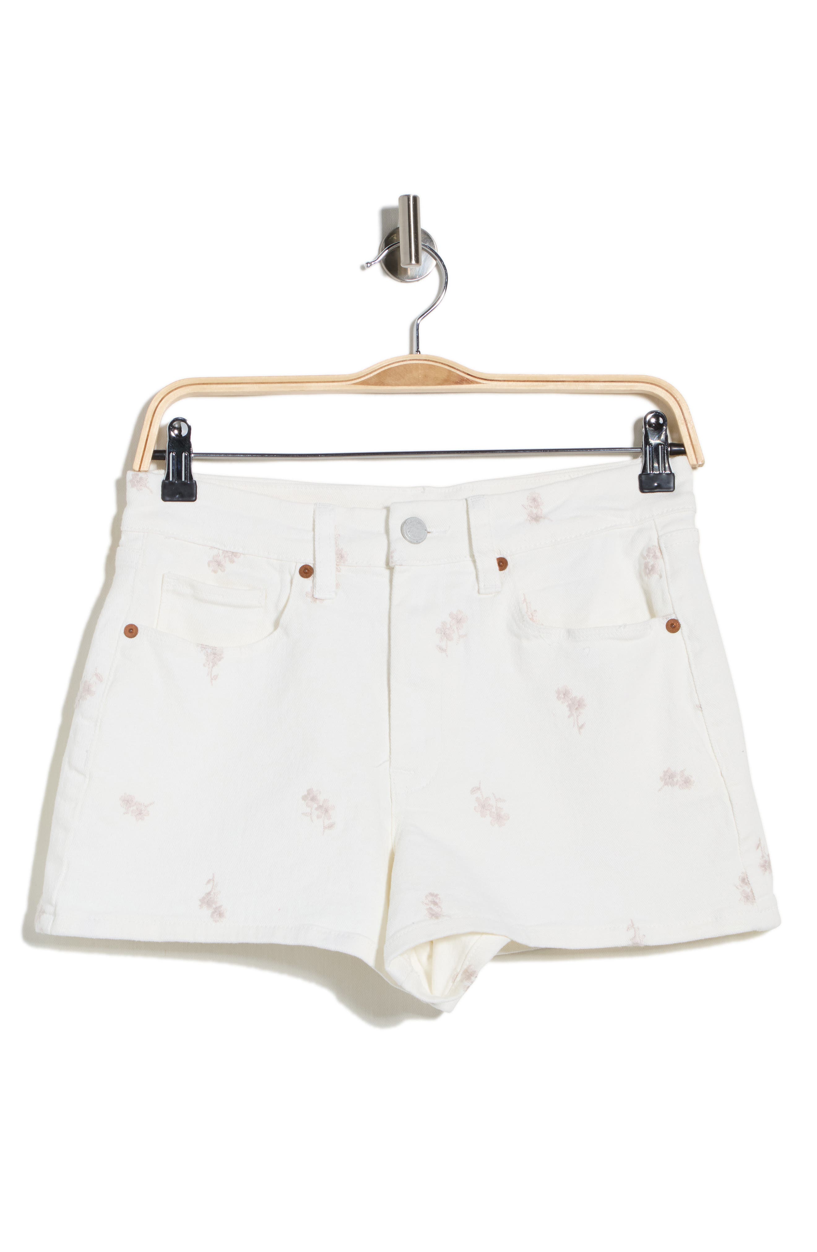 BLANKNYC Reeve Floral Embroidered High Waist Denim Shorts