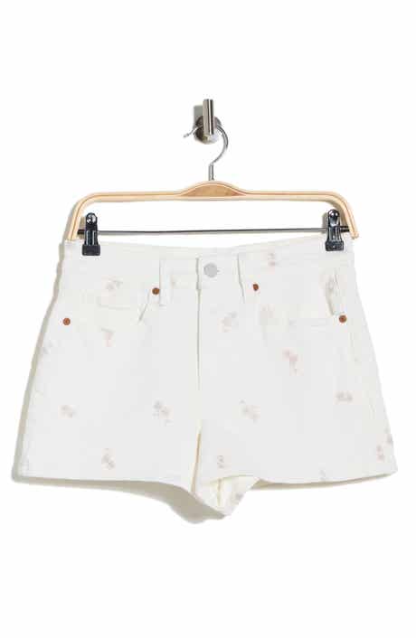 BLANKNYC Reeve Floral Embroidered High Waist Denim Shorts