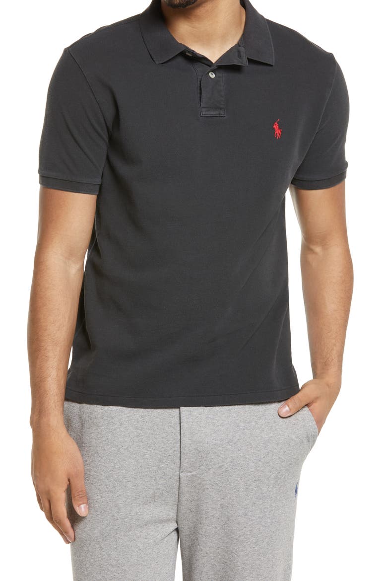 Slim Fit Piqué Polo, Main, color, POLO BLACK