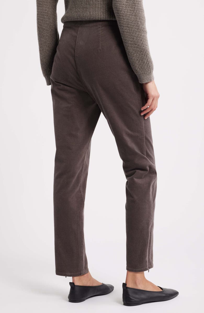 Eileen Fisher Zip Hem Slim Fit Stretch Organic Cotton Ankle Pants, Alternate, color, Rye