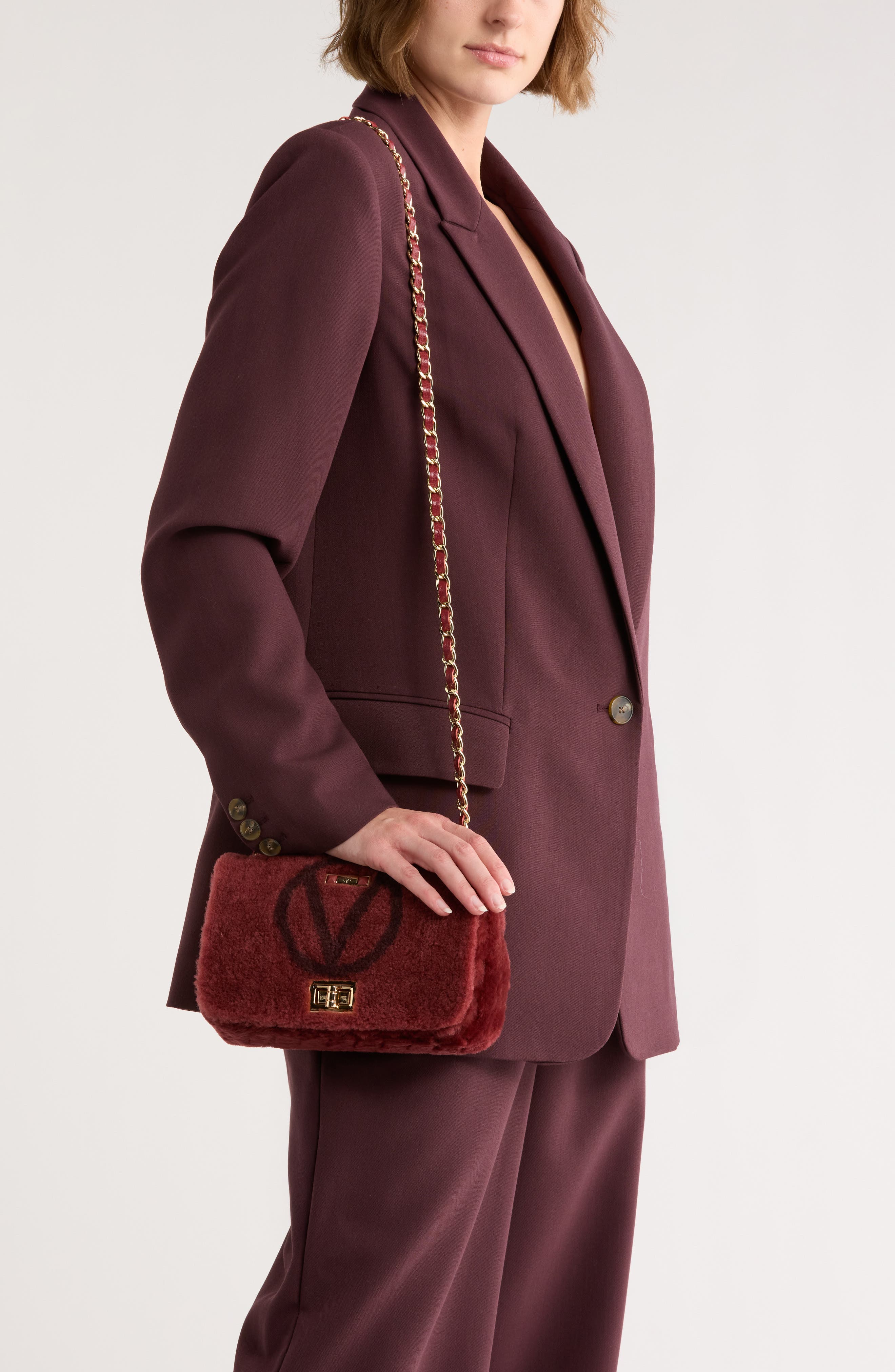 VALENTINO BY MARIO VALENTINO Beatriz Faux Fur Crossbody Bag, Alternate, color, Mahogany