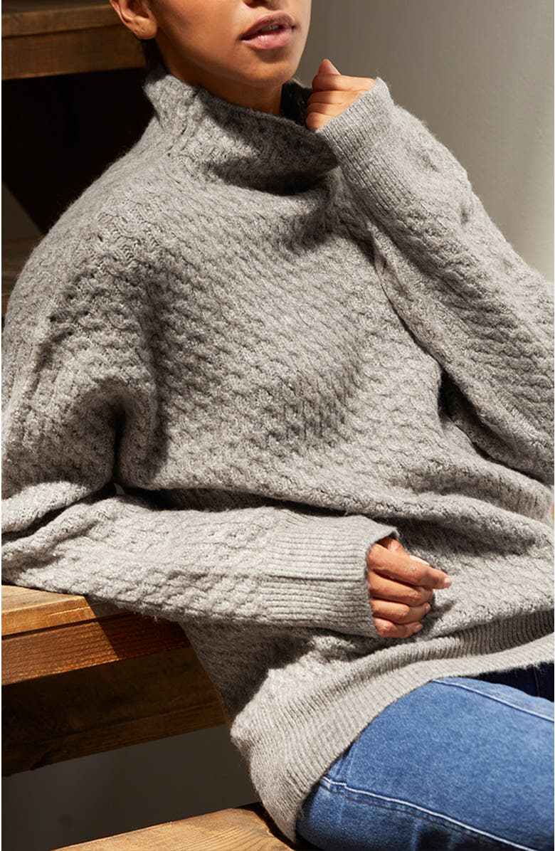 CRESCENT Cable Knit Mock Neck Sweater, Alternate, color, 