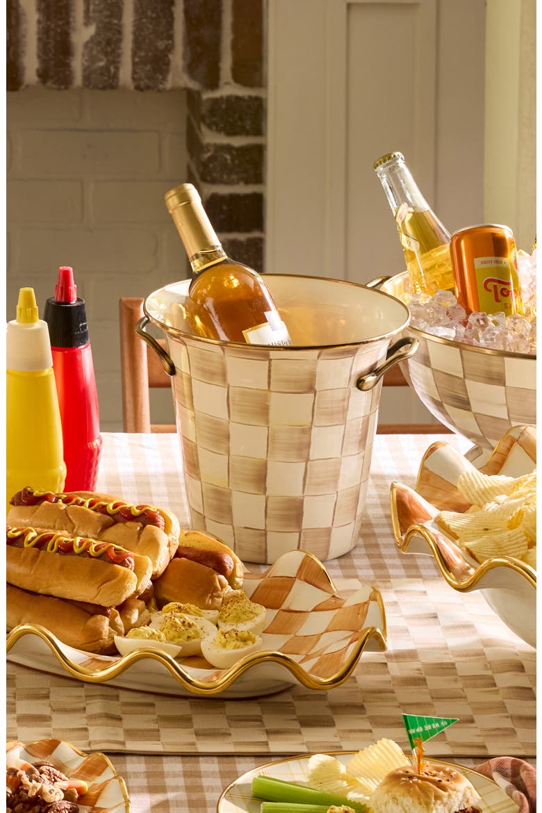 Mocha Check Enameled Steel Wine Cooler, Alternate, color, MOCHA
