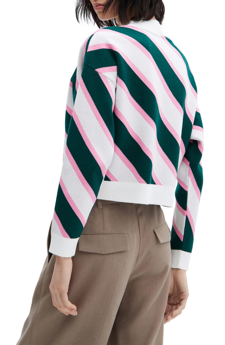 MANGO Diagonal Stripe Mock Neck Sweater, Alternate, color, 
